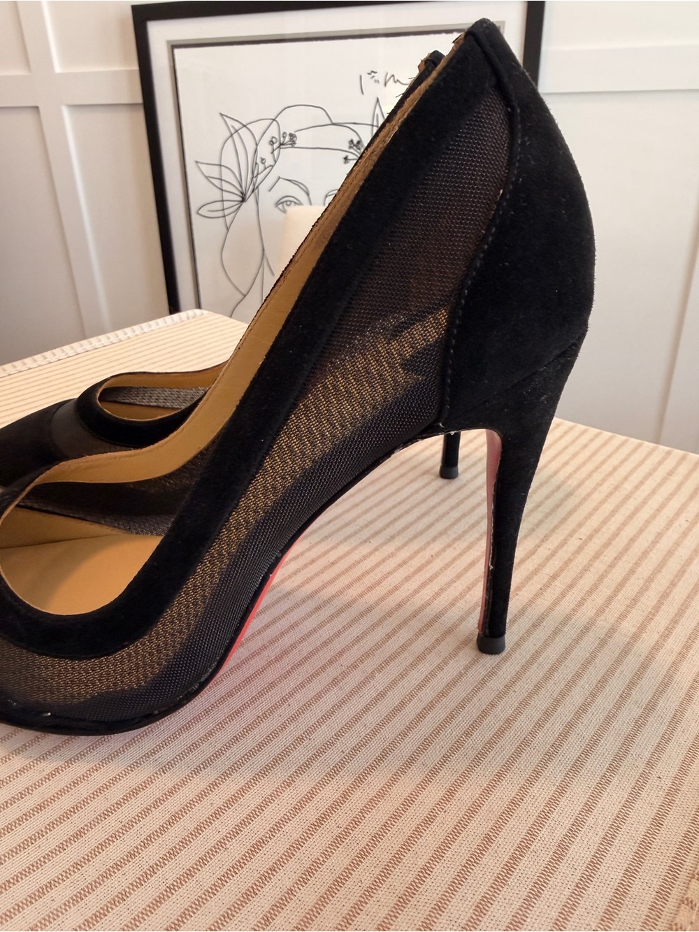 Black Louboutin Galativi 85 Nappa/Rete Mesh Pointed-Toe Stiletto Heels - Picture 3 of 10